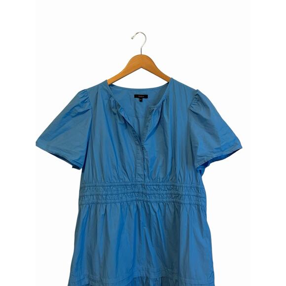 Quince Womens Dress 100% Organic Cotton Poplin Tiered Ruffle Maxi Blue Size XL - Picture 9 of 11